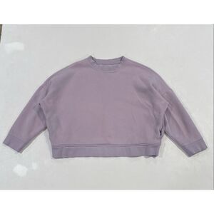 Madewell MWL Lavender Cropped Sweatshirt Small Organic Cotton Boxy Pullover